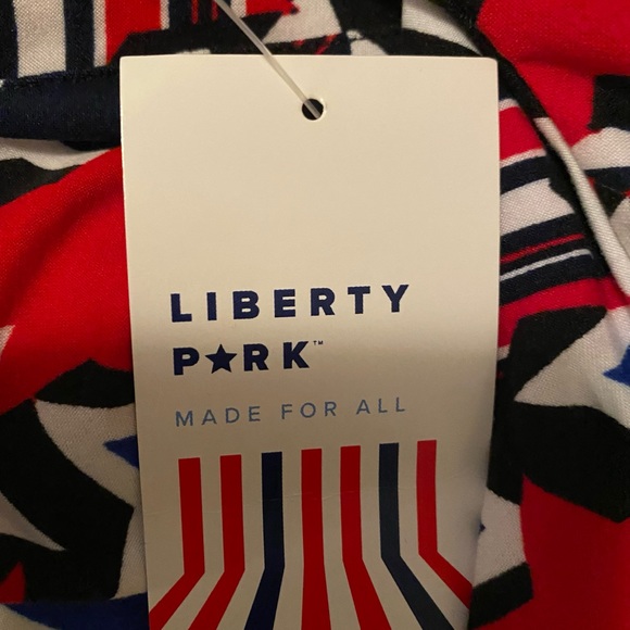 LIBERTY PARK TSHIRT blouse tie front patriotic July 4th RED,WHITE,BLUE Med - Picture 4 of 5